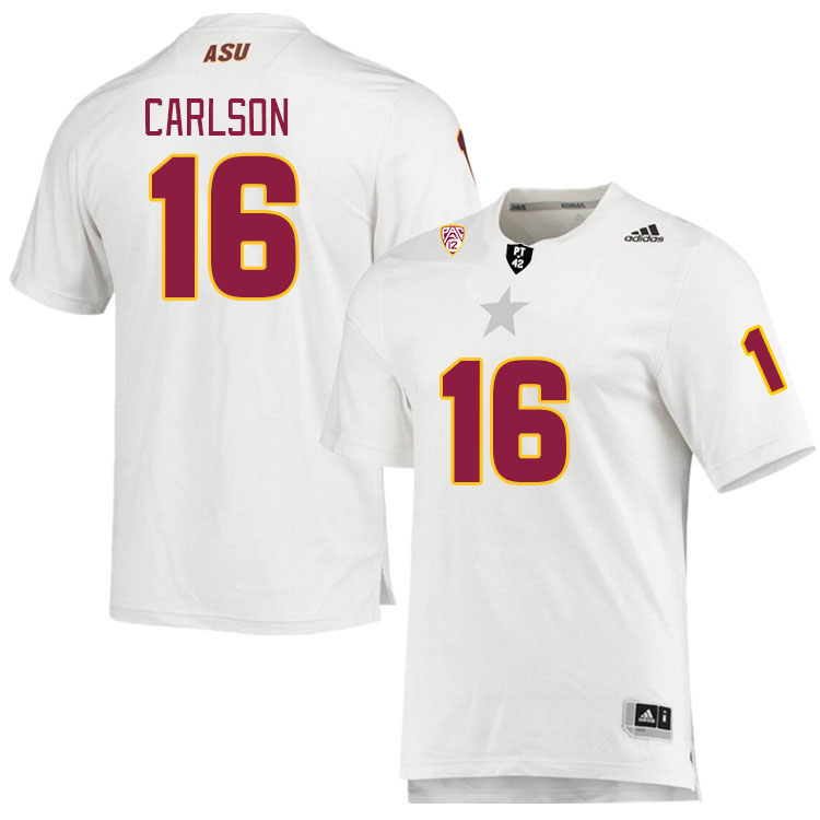 Men #16 Josh Carlson Arizona State Sun Devils College Football Jerseys Stitched Sale-White